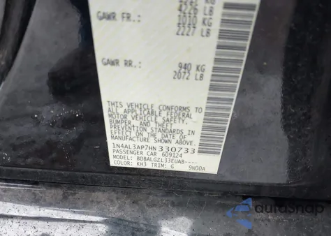 2017 Nissan Altima 2.5 S from USA, damaged, VIN 1N4AL3AP7HN330733